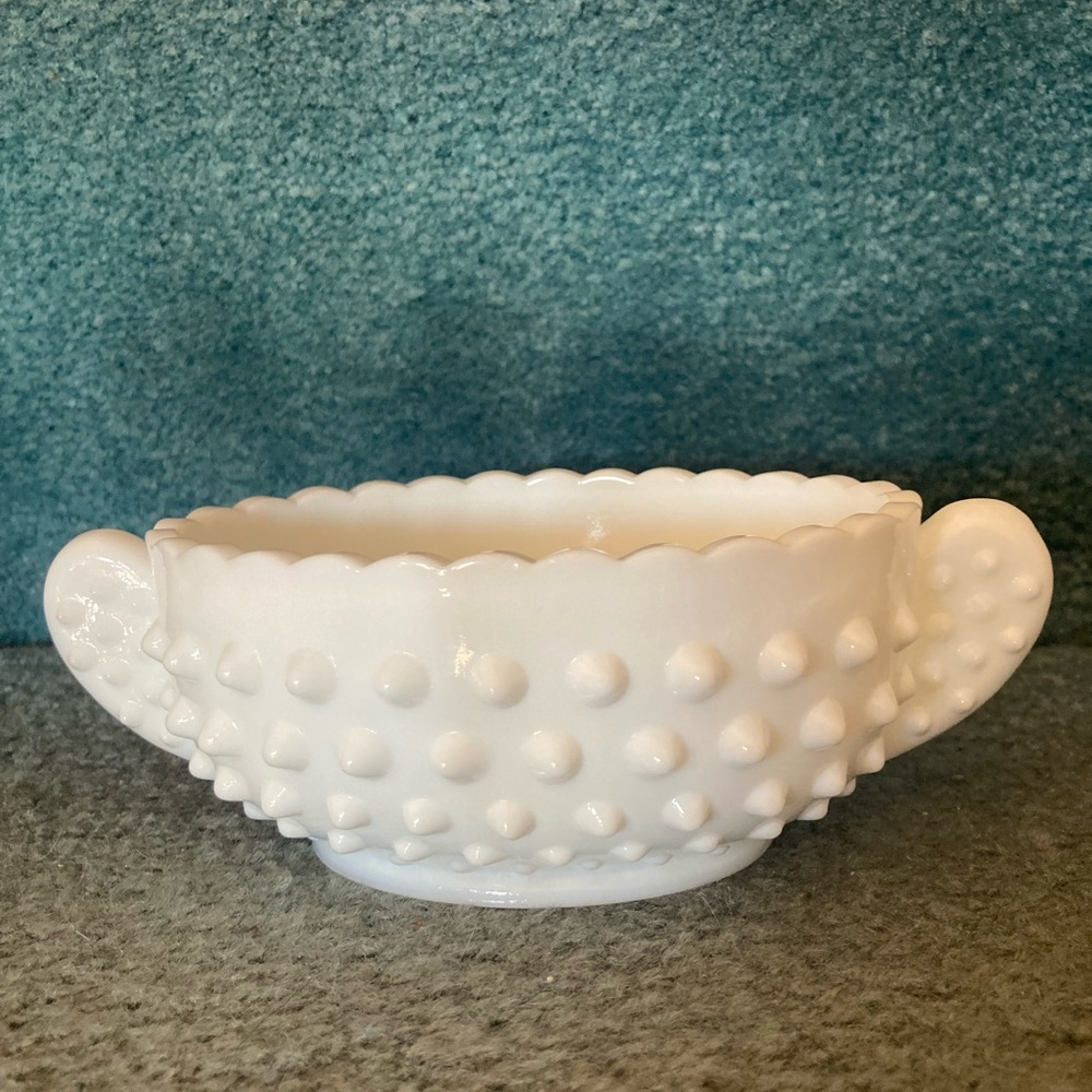 Vintage Milk Glass Hobnail Sugar Bowl or Candy Dish Art Deco Mint Condition
